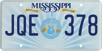 MS license plate JQE378