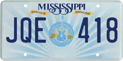 MS license plate JQE418