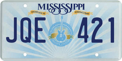 MS license plate JQE421