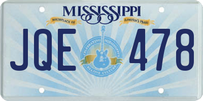 MS license plate JQE478