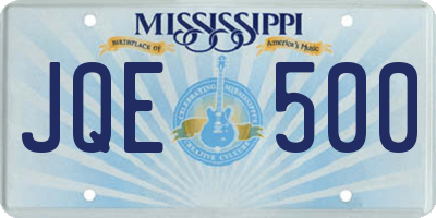 MS license plate JQE500