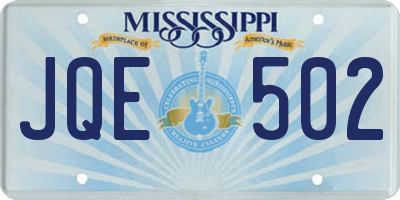 MS license plate JQE502