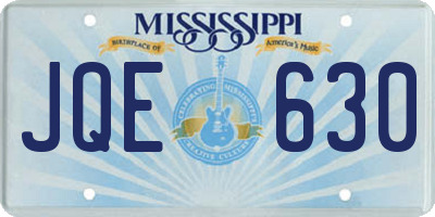 MS license plate JQE630