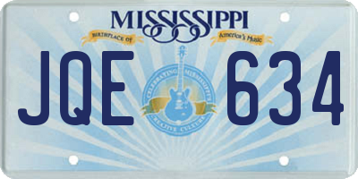 MS license plate JQE634