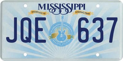 MS license plate JQE637