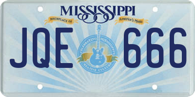 MS license plate JQE666