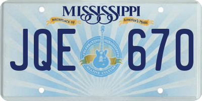MS license plate JQE670