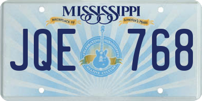 MS license plate JQE768