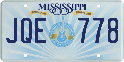 MS license plate JQE778