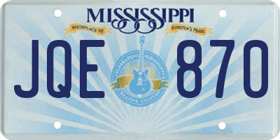 MS license plate JQE870