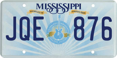 MS license plate JQE876