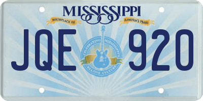 MS license plate JQE920