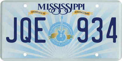 MS license plate JQE934