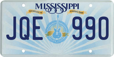 MS license plate JQE990