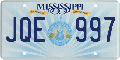 MS license plate JQE997