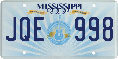 MS license plate JQE998