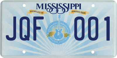 MS license plate JQF001