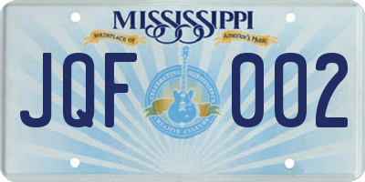 MS license plate JQF002