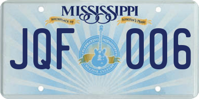 MS license plate JQF006