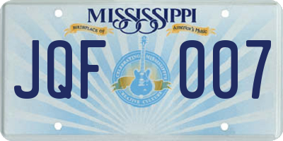 MS license plate JQF007