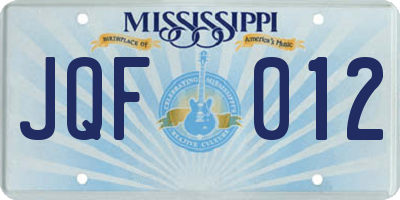 MS license plate JQF012