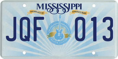 MS license plate JQF013