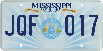 MS license plate JQF017