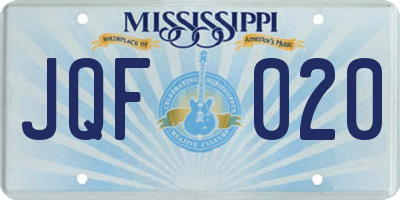 MS license plate JQF020