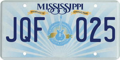 MS license plate JQF025