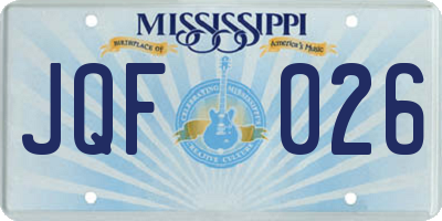 MS license plate JQF026