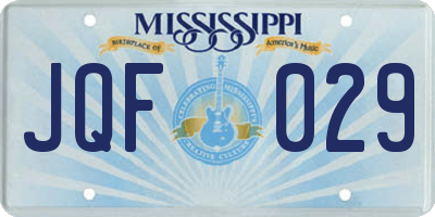 MS license plate JQF029