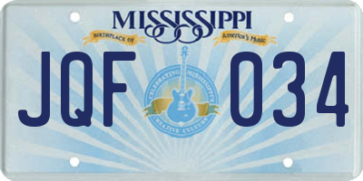 MS license plate JQF034