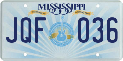 MS license plate JQF036