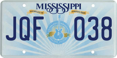 MS license plate JQF038