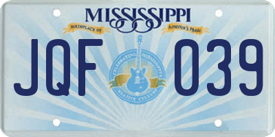 MS license plate JQF039
