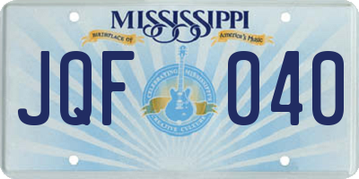 MS license plate JQF040