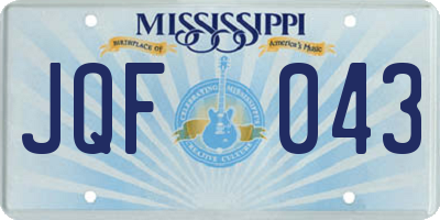 MS license plate JQF043