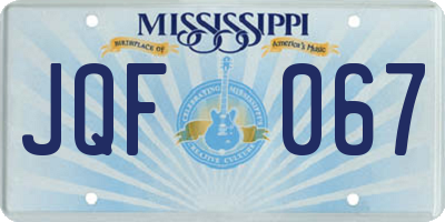MS license plate JQF067
