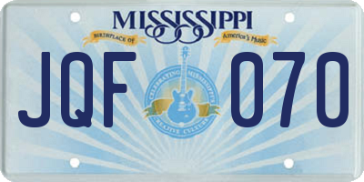 MS license plate JQF070