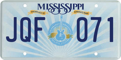 MS license plate JQF071