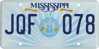MS license plate JQF078