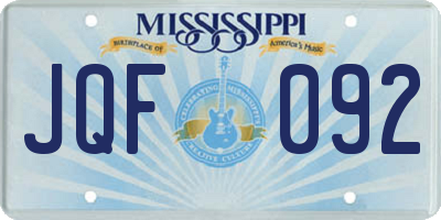 MS license plate JQF092