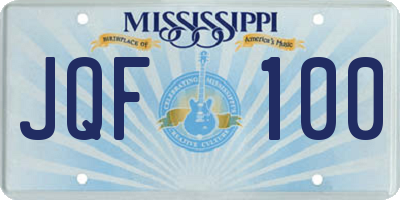 MS license plate JQF100