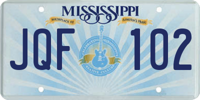 MS license plate JQF102