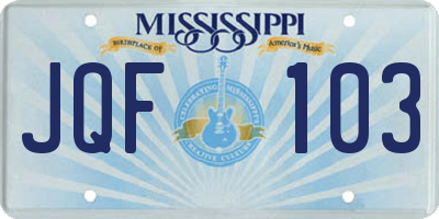 MS license plate JQF103
