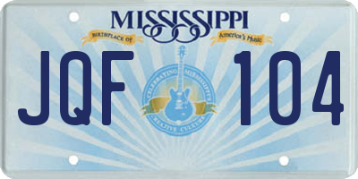 MS license plate JQF104