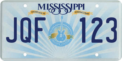 MS license plate JQF123