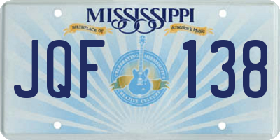MS license plate JQF138