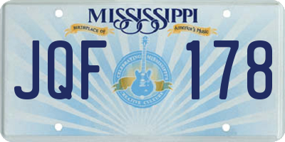 MS license plate JQF178