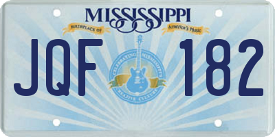 MS license plate JQF182